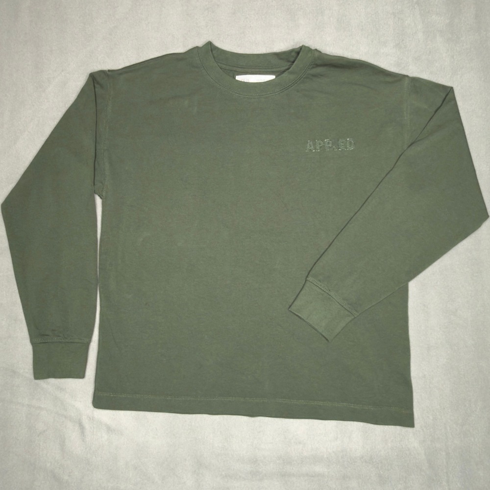 Zara Girls Olive Green Rhinestone Graphic Long Sleeve T-Shirt Size 11-12